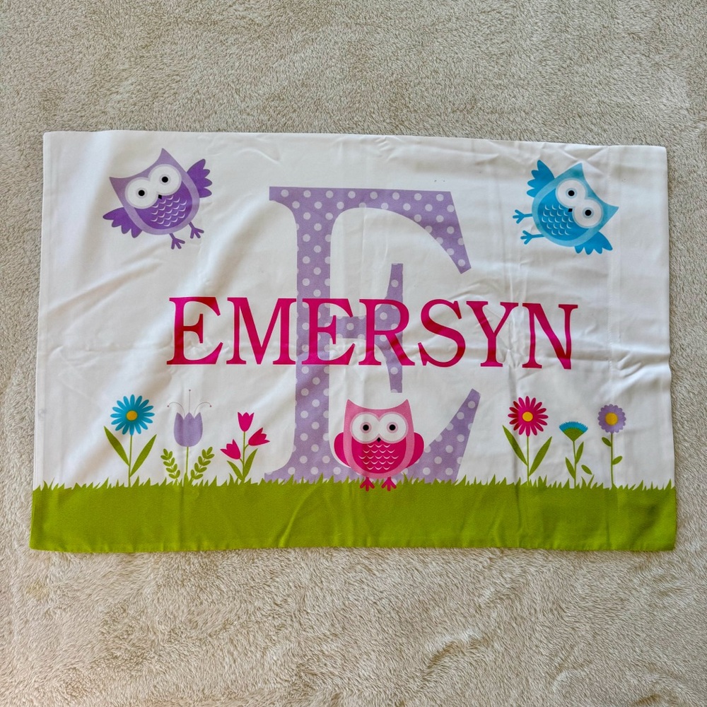 Personalized "Emersyn" Owl Nature Themed Kids Pillowcase | 20" x 30" Queen